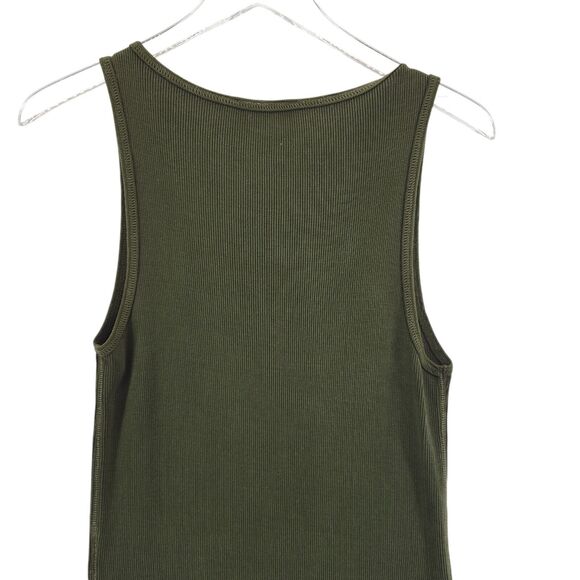 Ralph Lauren Black Label Tank Dress Large Medium Midi Ribbed Knit Olive Green - Picture 5 of 9